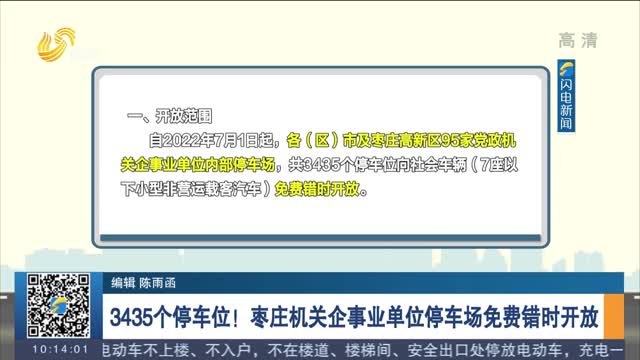 3435个停车位！枣庄机关企事业单位停车场免费错时开放