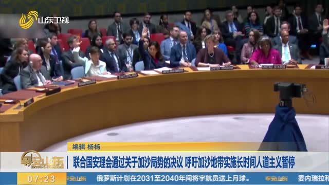 联合国安理会通过关于加沙局势的决议 呼吁加沙地带实施长时间人道主义暂停
