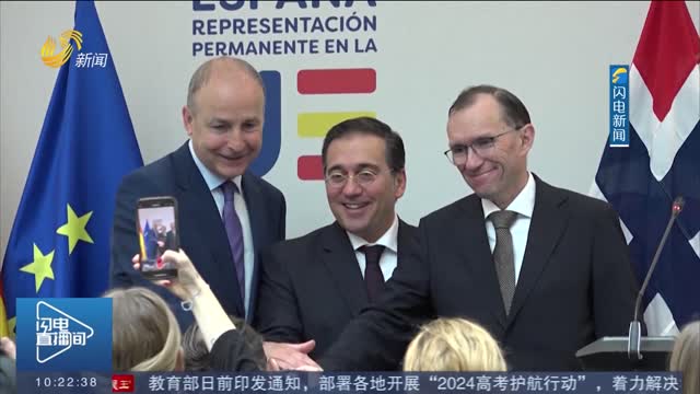 西班牙爱尔兰和挪威三国外长就承认巴勒斯坦国举行记者会