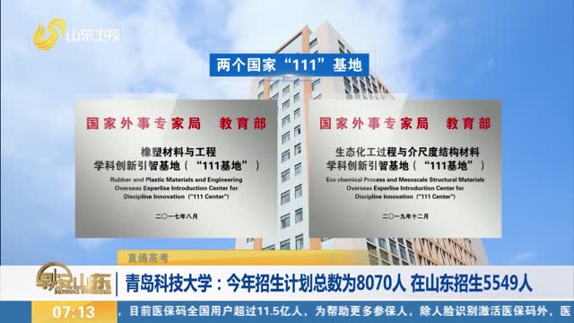 【直通高考】青岛科技大学：今年招生计划总数为8070人 在山东招生5549人
