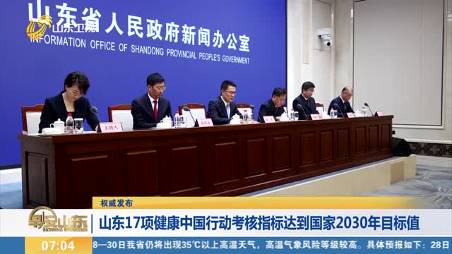 【权威发布】山东17项健康中国行动考核指标达到国家2030年目标值