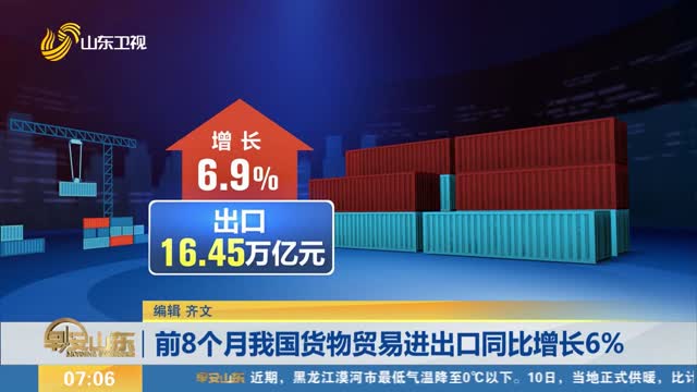前8个月我国货物贸易进出口同比增长6%