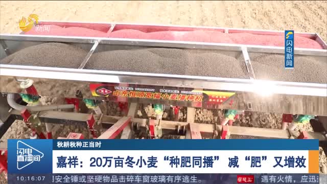 【秋耕秋种正当时】嘉祥：20万亩冬小麦“种肥同播” 减“肥”又增效
