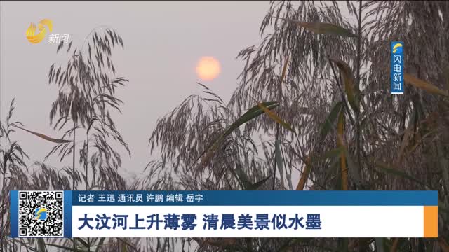 大汶河上升薄雾 清晨美景似水墨