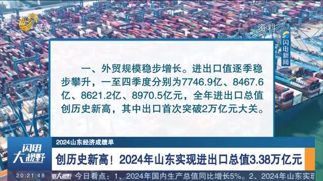 【2024山东经济成绩单】创历史新高！2024年山东实现进出口总值3.38万亿元