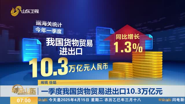 一季度我国货物贸易进出口10.3万亿元