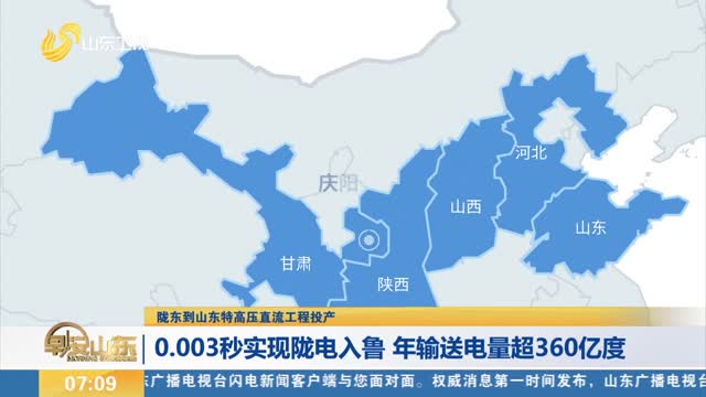 【陇东到山东特高压直流工程投产】0.003秒实现陇电入鲁 年输送电量超360亿度