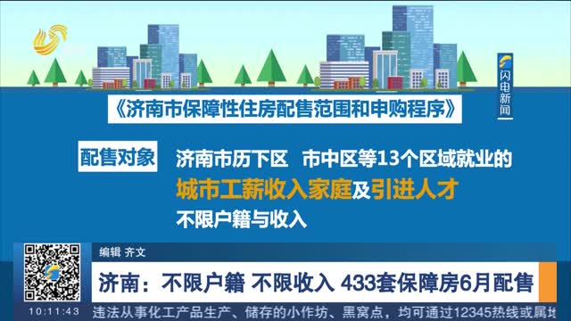 济南：不限户籍 不限收入 433套保障房6月配售