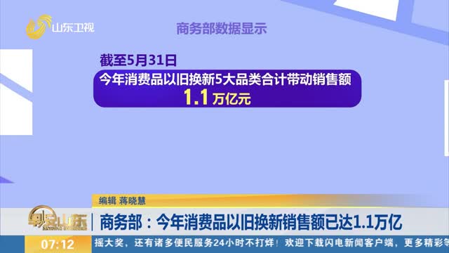 商务部：今年消费品以旧换新销售额已达1.1万亿