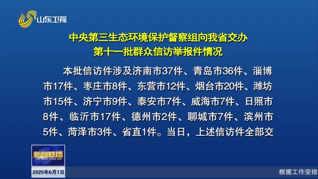 中央第三生态环境保护督察组向我省交办第十一批群众信访举报件情况【第三轮中央生态环境保护督察在山东】