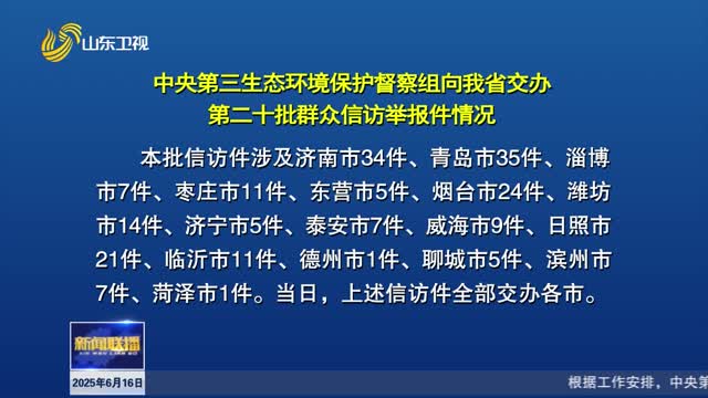 中央第三生態環境保護督察組向我省交辦第二十批群眾信訪舉報件情況【第三輪中央生態環境保護督察在山東】