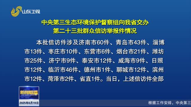 中央第三生態(tài)環(huán)境保護(hù)督察組向我省交辦第二十三批群眾信訪舉報(bào)件情況【第三輪中央生態(tài)環(huán)境保護(hù)督察在山東】