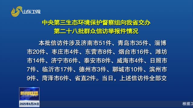 中央第三生态环境保护督察组向我省交办第二十八批群众信访举报件情况【第三轮中央生态环境保护督察在山东】