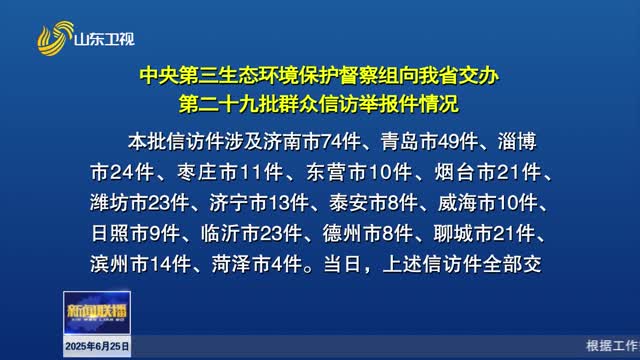 中央第三生态环境保护督察组向我省交办第二十九批群众信访举报件情况【第三轮中央生态环境保护督察在山东】