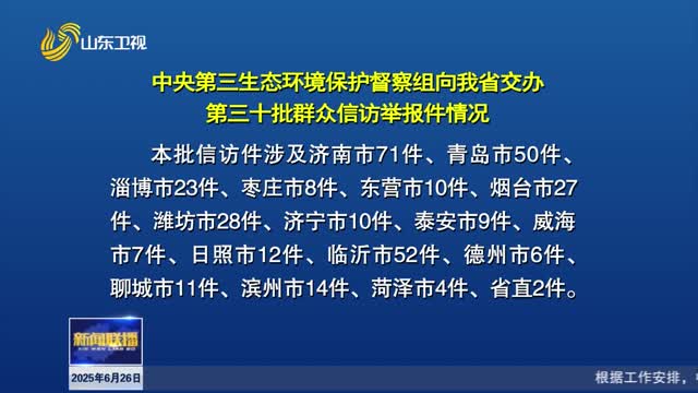 中央第三生态环境保护督察组向我省交办第三十批群众信访举报件情况【第三轮中央生态环境保护督察在山东】