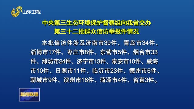 中央第三生態環境保護督察組向我省交辦第三十二批群眾信訪舉報件情況【第三輪中央生態環境保護督察在山東】