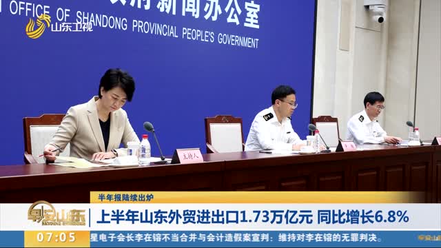 【半年报陆续出炉】上半年山东外贸进出口1.73万亿元 同比增长6.8%
