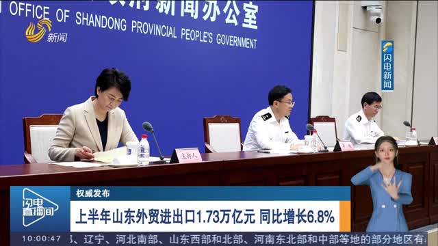 【权威发布】上半年山东外贸进出口1.73万亿元 同比增长6.8%