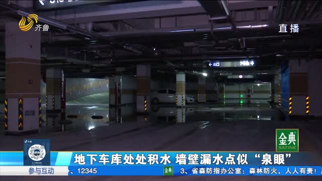 地下车库处处积水 墙壁漏水点似“泉眼”