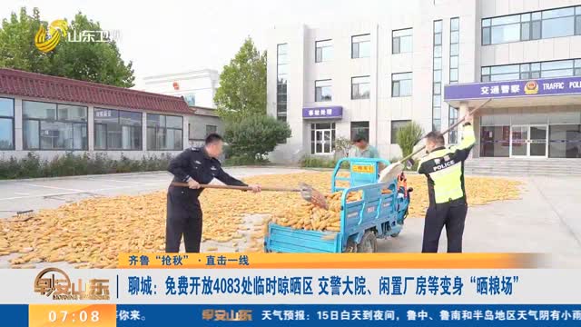 【齐鲁“抢秋”·直击一线】聊城：免费开放4083处临时晾晒区 交警大院、闲置厂房等变身“晒粮场”