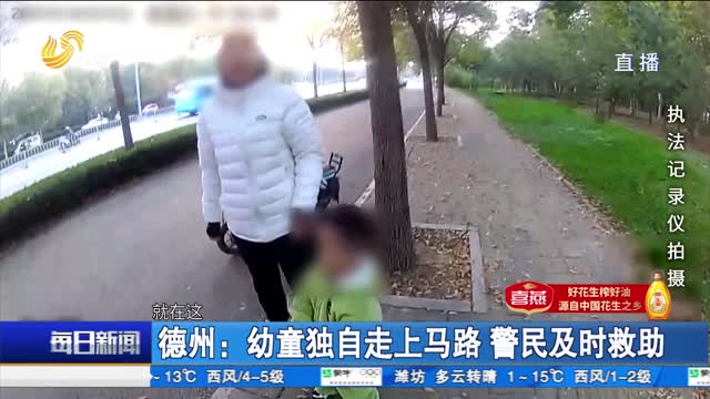 德州：幼童独自走上马路 警民及时救助
