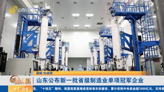 山东公布新一批省级制造业单项冠军企业