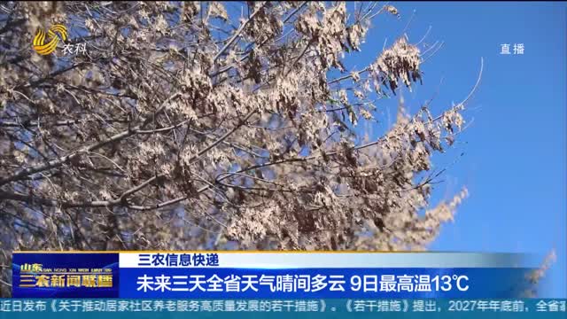 【三农信息快递】未来三天全省天气晴间多云 9日最高温13℃