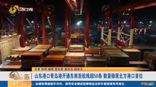 山东港口青岛港开通东南亚航线超50条 数量稳居北方港口首位