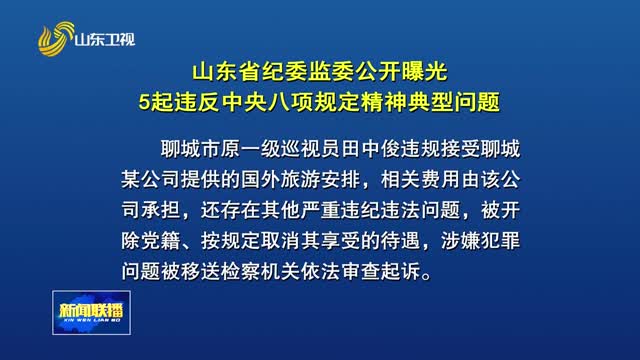 山东省纪委监委公开曝光5起违反中央八项规定精神典型问题