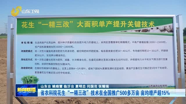 省农科院花生“一精三改”技术在全国推广500多万亩 亩均增产超15%