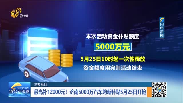 最高补12000元！济南5000万汽车购新补贴5月25日开抢