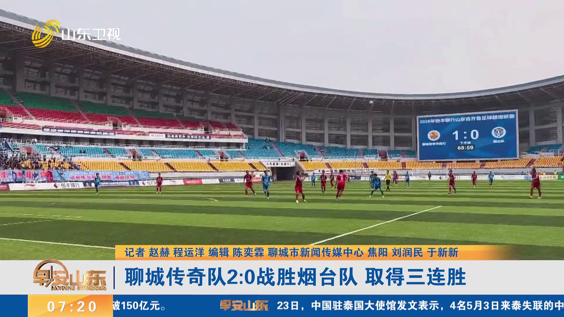【齐鲁超赛】聊城传奇队2：0战胜烟台队 取得三连胜