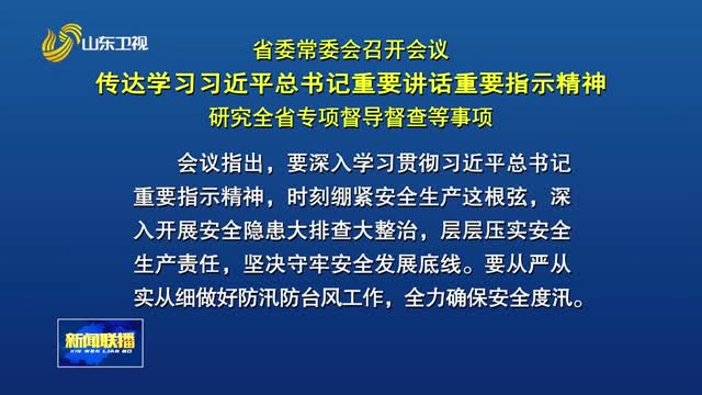 省委常委会召开会议 传达学习习近平总书记重要讲话重要指示精神 研究全省专项督导督查等事项