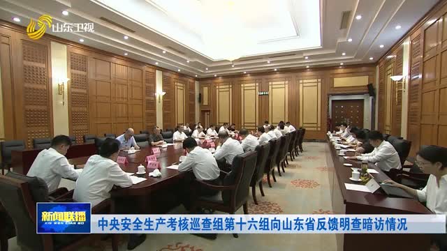 中央安全生产考核巡查组第十六组向山东省反馈明查暗访情况