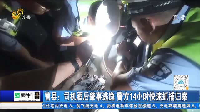 曹县：司机酒后肇事逃逸 警方14小时快速抓捕归案