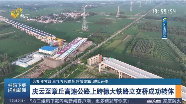 庆云至章丘高速公路上跨德大铁路立交桥成功转体