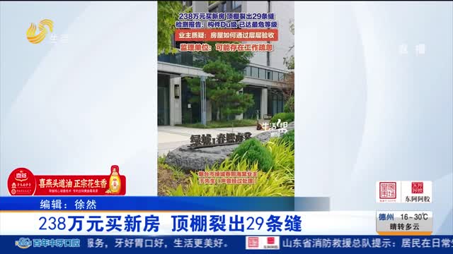 【帮办出马 】238万元买新房 顶棚裂出29条缝