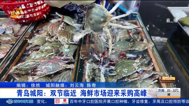 青岛城阳：双节临近 海鲜市场迎来采购高峰